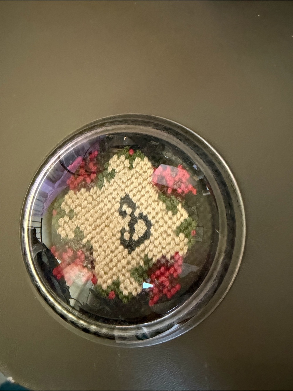 Crosstitched Floral Paperweight